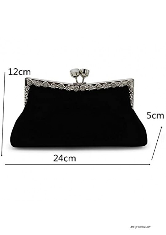 Kingluck Velvet With Rhinestone Wedding/Special Occasion Clutches/Evening Handbags(More Colors) (red) …