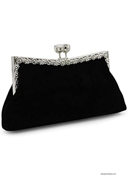 Kingluck Velvet With Rhinestone Wedding/Special Occasion Clutches/Evening Handbags(More Colors) (red) …