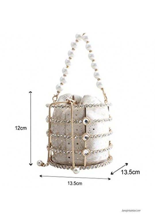 LETODE　Personalized dinner bag mini bucket bag star velvet handbag metal hollow bag cage bag