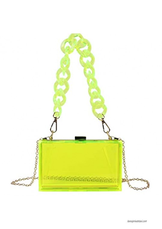 LUI SUI LUI SUI Women's Acrylic Transparent Evening Clutch Purses Clear Crossbody Bags Box Handbag Shoulder Bag