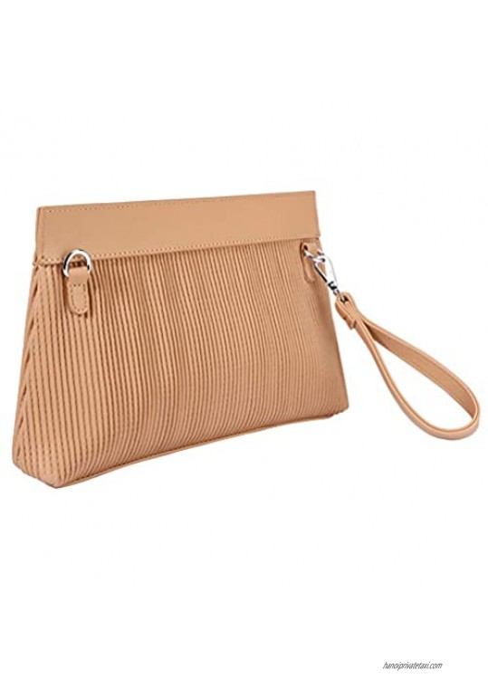 MACLLYN Wristlet Leather Clutch Purse Crossbody Bag Evening Bag Shoulder Bag for Women