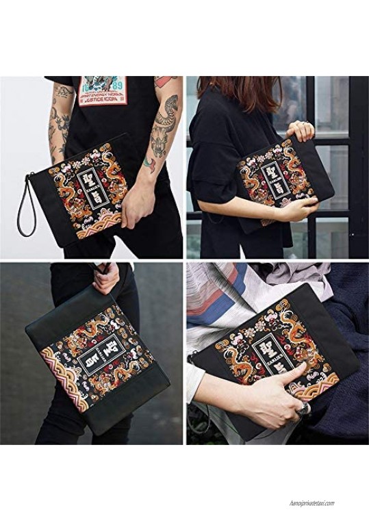 Oversized Clutch Bag Purse Men/Women Large Evening Wristlet Handbag with OLD Embroidery