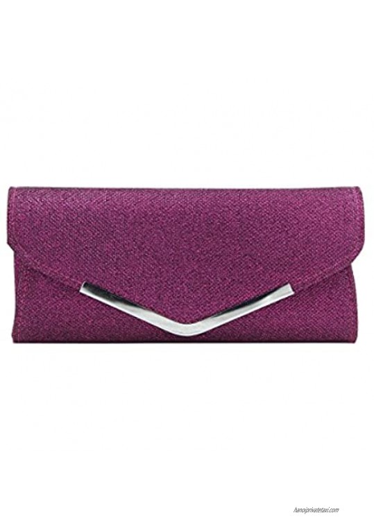 Premium Metallic Glitter Flap Clutch Evening Bag - Diff Colors Avail