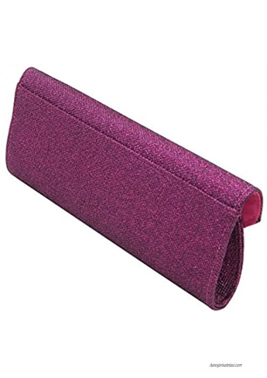 Premium Metallic Glitter Flap Clutch Evening Bag - Diff Colors Avail