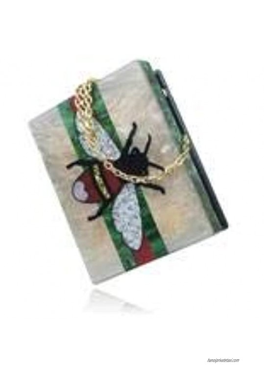 Queen Bee Champagne Acrylic Box Clutch Handbag For Women Evening