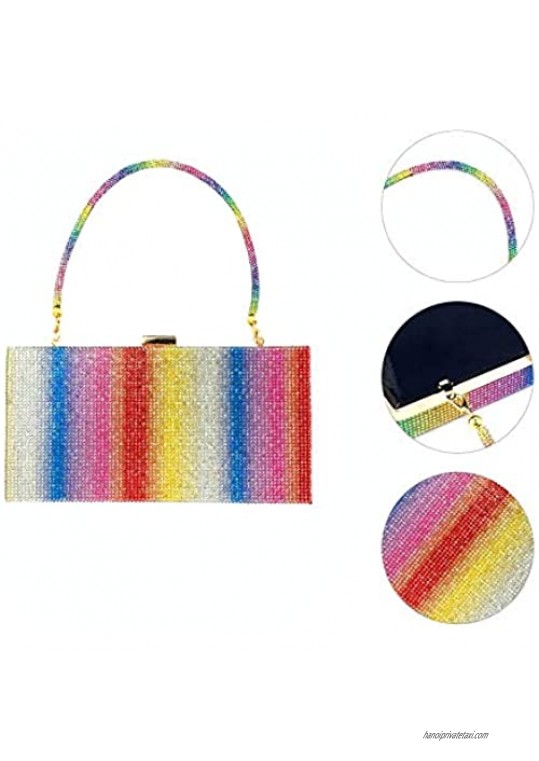 Rainbow Rhinestone Clutch Bag Design Evening Purse for Women Wedding Cocktail Party Handbags