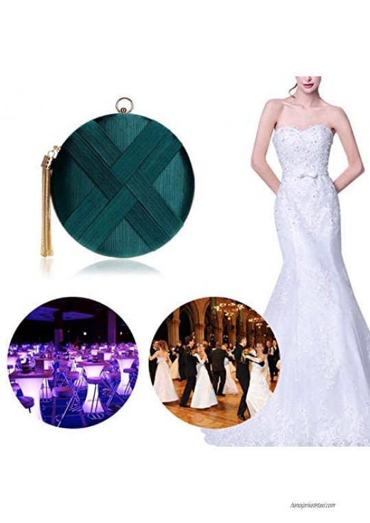 Tanpell Women's Evening Bags Tassel Pendant Silk Clutch Bag for Formal Party Bridal Wedding