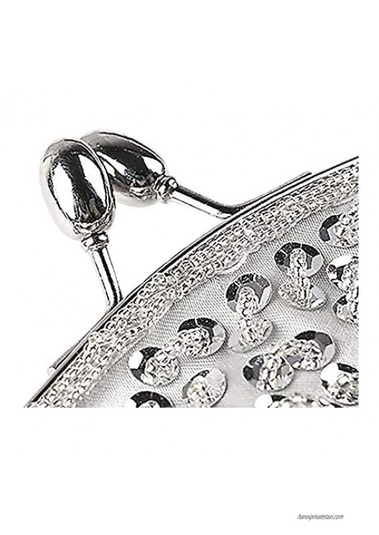 Women Vintage Beaded Evening Clutch Vintage Design Sequin Floral Top-handle Handbag Party Wedding Purse Wallet