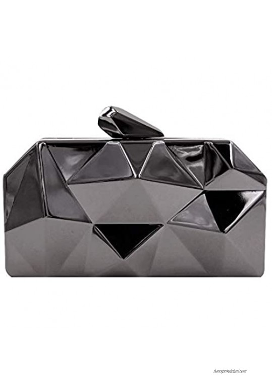 YAOSEN Women Geometric Metal Clutch Diamond Chain Purse Handbag