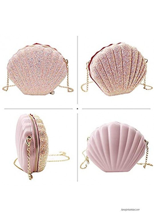 YAOSEN Women Glitter Sequin Seashell Shoulder Bag Chain Strap Mermaid Evening Clutch Purse Handbag