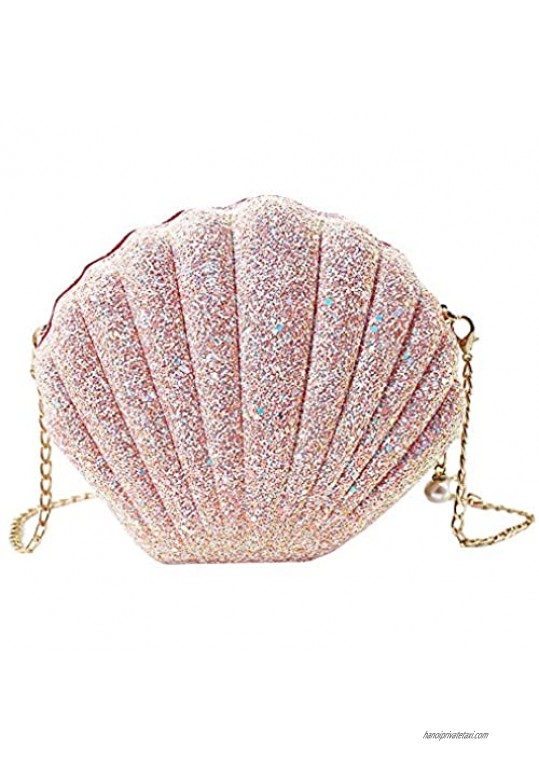YAOSEN Women Glitter Sequin Seashell Shoulder Bag Chain Strap Mermaid Evening Clutch Purse Handbag