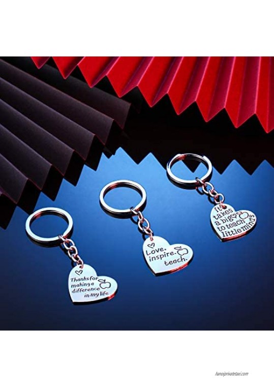6 Pieces Teacher Appreciation Gift Set Expandable Teacher Bangle Bracelets Teacher Keychain