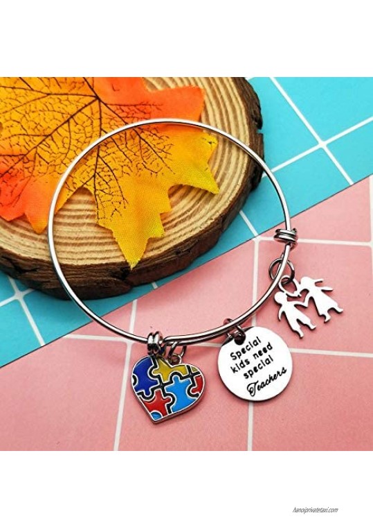 Autism Teacher Gift for Autism Teacher Bracelet for Autism Awareness Bracelet Autism Awareness Gift Autism Charm Bangle for Autism Awareness Educator Gift Jewelry for Autism Teachers Appreciation Gift
