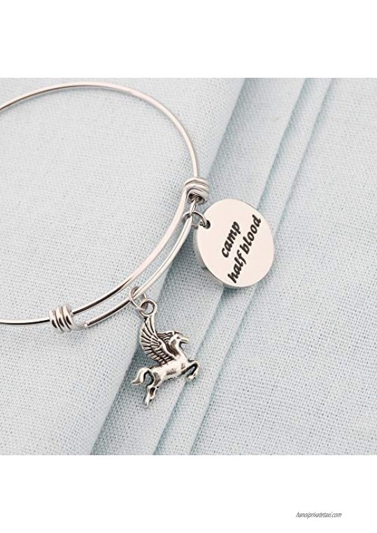 Camp Half Blood Bracelet Keychain Flying Horse Charm Bracelet Keychain Percy Jackson Jewelry Gift for Family Mythology Movie Gift