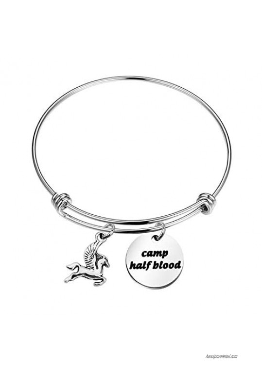 Camp Half Blood Bracelet Keychain Flying Horse Charm Bracelet Keychain Percy Jackson Jewelry Gift for Family Mythology Movie Gift