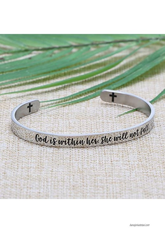 Christian Bracelet Bible Verse Jewelry Religious Gift for Women Inspirational Scripture Cuff Bangle Friend Encouragement