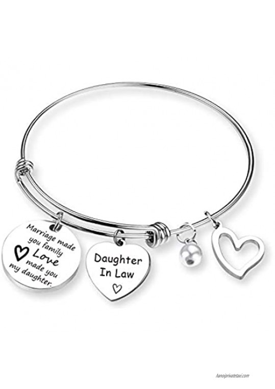 Daughter in Law Bracelet Marriage Made You My Family Love Made You My Daughter Bangle Daughter in Law Jewelry Bride to Be Gift
