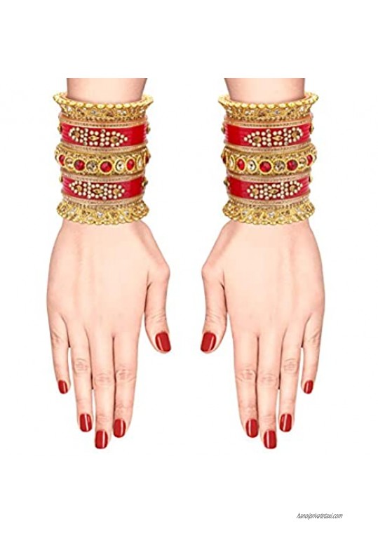 Efulgenz Indian Bollywood Wedding Rhinestone Crystal Pearl Kundan Handmade Bracelet Bridal Bangle Set Jewelry