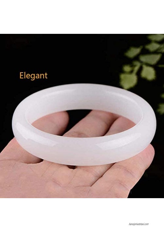 Elegant Classical Jade Bangle Bracelet for Women Girls Natural White Jade Bracelet Handcrafted Jewelry with Gift Box