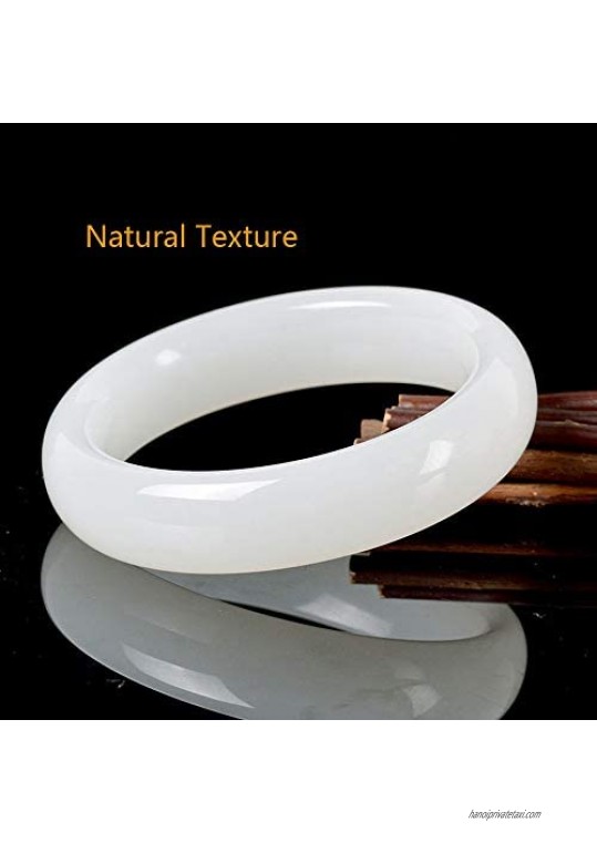 Elegant Classical Jade Bangle Bracelet for Women Girls Natural White Jade Bracelet Handcrafted Jewelry with Gift Box