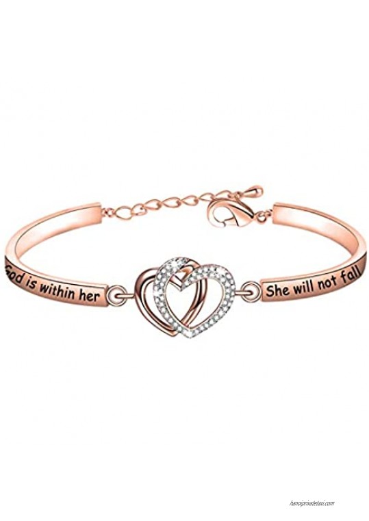 FAADBUK Christian Gifts Christian Bracelet Psalm 46:5 God is Within Her She Will Not Fall Jewelry Bracelet Religious Gift Jewelry for Women Girls