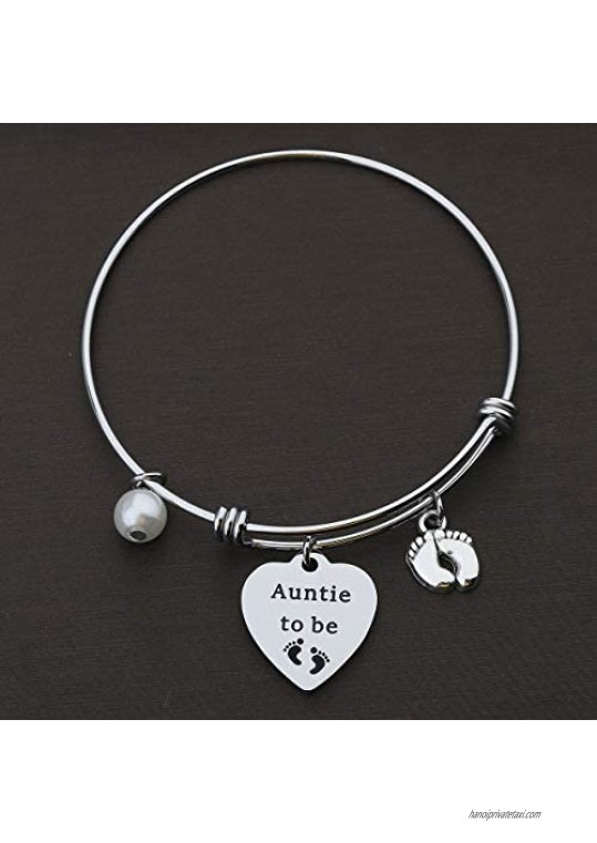 FOTAP Auntie Gift Auntie to be Bracelet Expandable Wire Bangle Funny Auntie Gift Best Sisters Get Promoted to Auntie Gift Auntie Bracelet for Ladies
