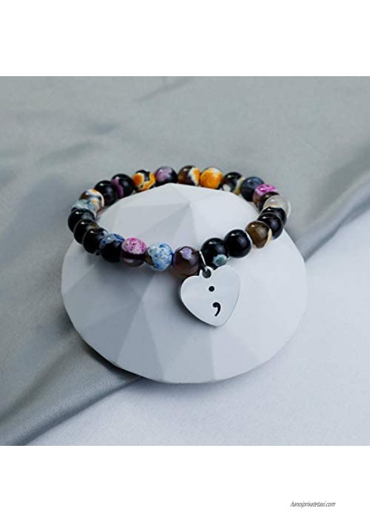 G-Ahora Mental Health Awareness Gift Inspirational Semicolon Bracelet Suicide Prevention Awareness Depression Semi Colon Jewelry