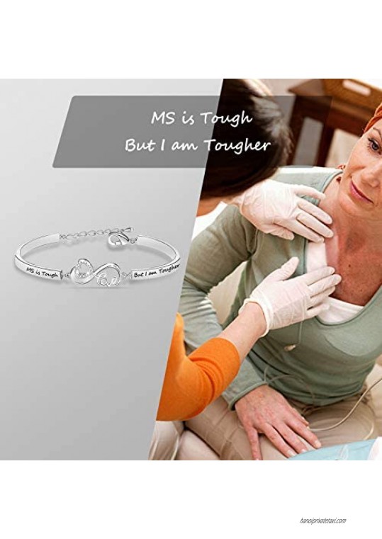 G-Ahora Multiple Sclerosis Bracelet MS is Tough but I am Tougher MS Awareness Survivor Gift Inspirational Jewelry(MS Tough NBR)
