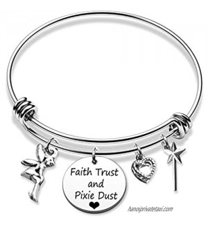 G-Ahora Womens Tinkerbell Jewerly Faith Trust and Pixie Dust Charm Bracelet Tinkerbell Bracelet