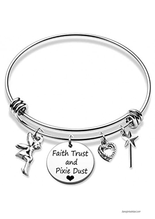 G-Ahora Womens Tinkerbell Jewerly Faith Trust and Pixie Dust Charm Bracelet Tinkerbell Bracelet
