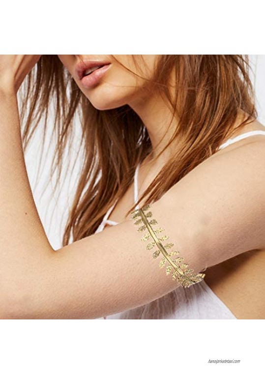 Gold Swirl Leaf Upper Arm Bracelet Bangle Leaves Branch Armlet 14K Gold Plated Cuff Bangle Armband Adjustable