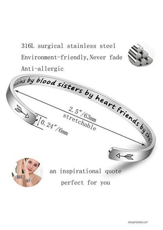 Inspirational Cuff Bracelets Gifts for Women Girls Personalized Motivational Mantra Engraved Stainless Steel Jewelry