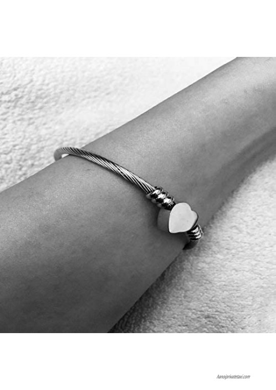 JMQJewelry Fashion Stainless Steel Triple Three Stackable Cable Wire Twisted Bangle Bracelets Set for Women