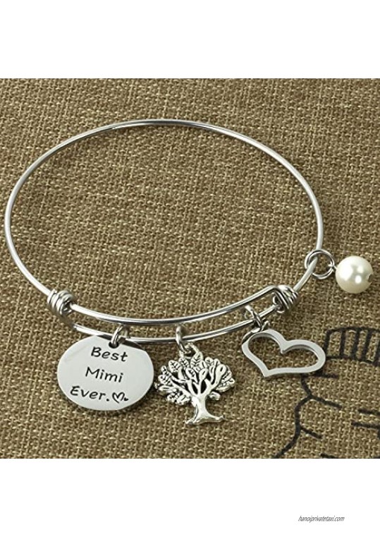 Kivosliviz Mimi Gifts Bracelet for Women Best Mimi Ever Bangle Jewelry Ornament Gift for Mimi Charm Bracelets Mimi Bracelet