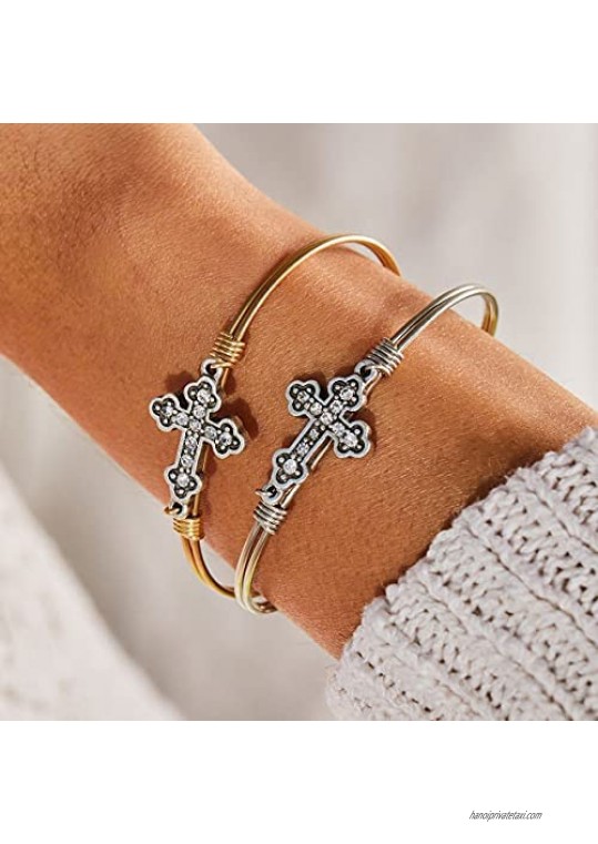 Luca + Danni | Crystal Cross Bangle Bracelet For Women Made in USA