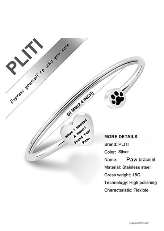 PLITI Dog Lovers Paw Print Bangle Bracelet When I Needed A Hand I Found Your Paw Bracelet For Dog Mom