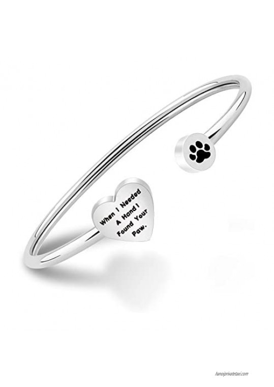 PLITI Dog Lovers Paw Print Bangle Bracelet When I Needed A Hand I Found Your Paw Bracelet For Dog Mom