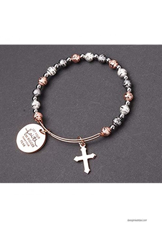 REEBOOOR Christian Gift Religious Jewelry God is Within Her She Will Not Fall Bible Verse Bracelet Gift for Womens Girls