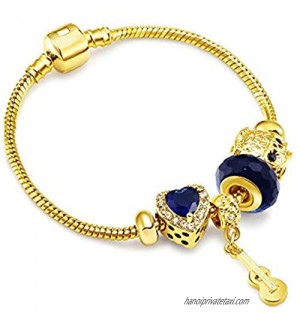 RIMAYZI 14K Gold Plated Charm Bracelet for Women  Women's Charm Symbol Bracelets  Gifts for Mother's Day  Mom  Her  Wife  Girls