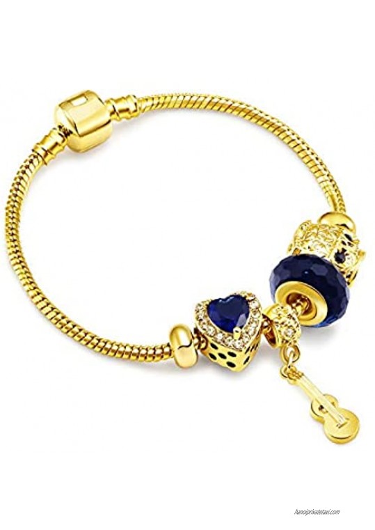 RIMAYZI 14K Gold Plated Charm Bracelet for Women Women's Charm Symbol Bracelets Gifts for Mother's Day Mom Her Wife Girls