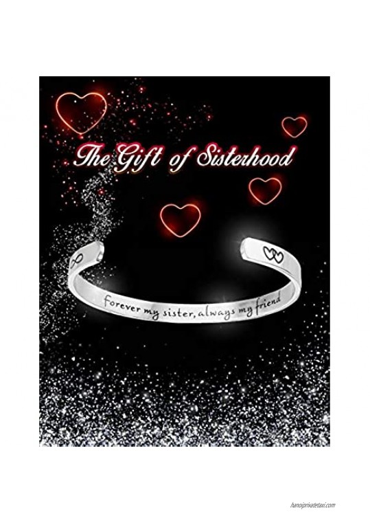 Tstars Sister Bangle Bracelet Forever My Sister Always My Friend Sister Gifts from Sister Jewelry