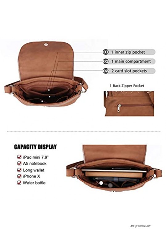 Boho Crossbody Bags for Women Large Size Soft Vegan Leather Over Shoulder Purses and Messenger Satchel Handbags Multi Pockets