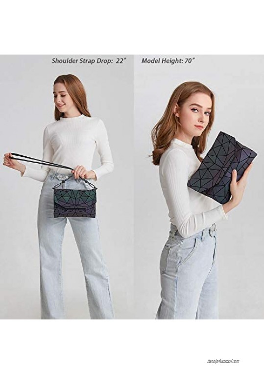 DIOMO Geometric Luminous Clutch Handbags for Women Holographic Reflective Crossbody Bag Shard Lattice Purse