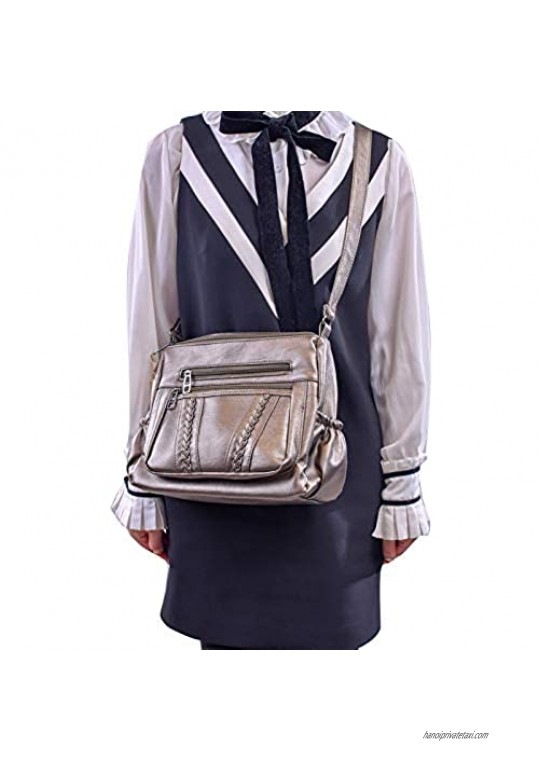 ELDA Crossbody Bags For Women Pocketbooks Soft PU Leather Purses and Handbags Multi Pocket Shoulder Bag