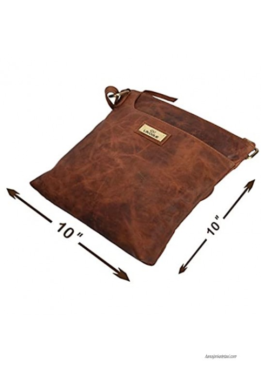 Genuine Leather Crossbody Handbag for Women - Shoulder bag for Womens Handmade by LEVOGUE (BROWN OILY HUNTER)