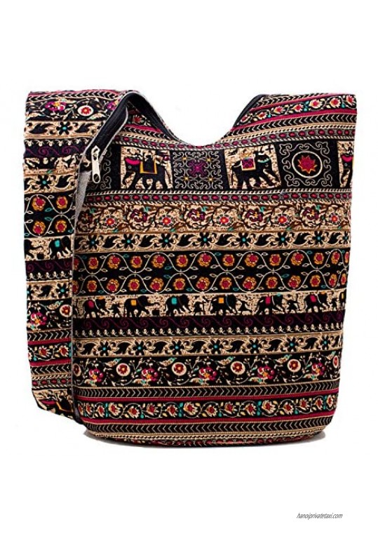 Hippie Crossbody Bag Thai Top Zip Hobo Sling Bag Handmade Hipster Messenger Bag