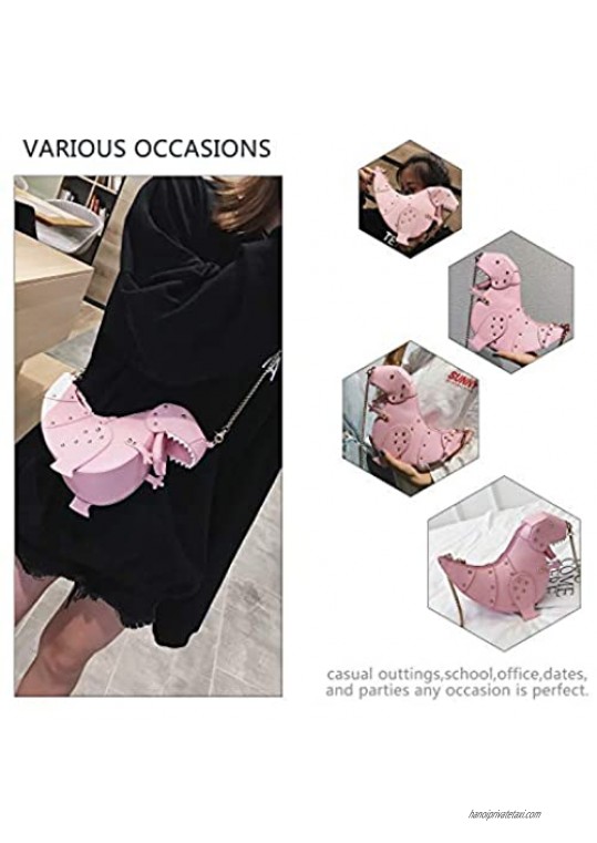 LUI SUI Women Dinosaur Shape Shoulder Bag Pu Leather Rivet Chic Purse Girls Whale Crossbody Bags