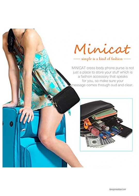 MINICAT Lightweight Small Purse Multi Zipper Mini Cell Phone Purse Pouch Crossbody Shoulder Bags for Women