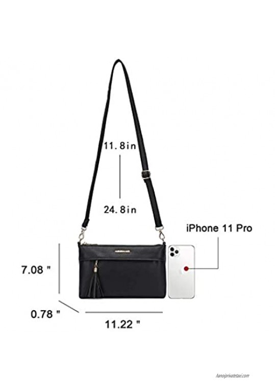 Small Crossbody Purse Shoulder Bag for Women Vegan Leather Handbag with Tassel