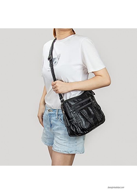 VOLGANIK ROCK Crossbody Bag for Women with Tassel Ladies Soft PU leather Purses and Handbag Pocketbooks